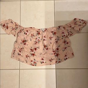 Pink floral, off the shoulder American Eagle top